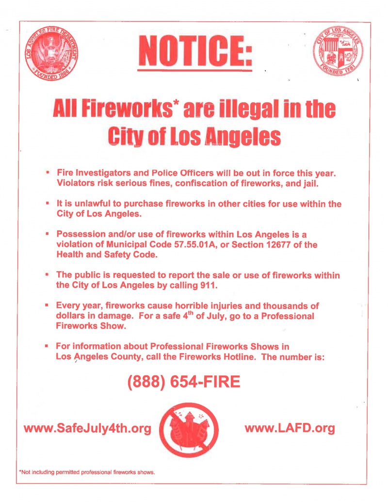 LAPD Fireworks Notice